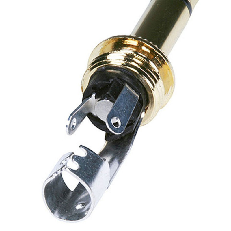 1/4 TRS STEREO PLUG BLACK, 7.5MM OD, GOLD PLATED