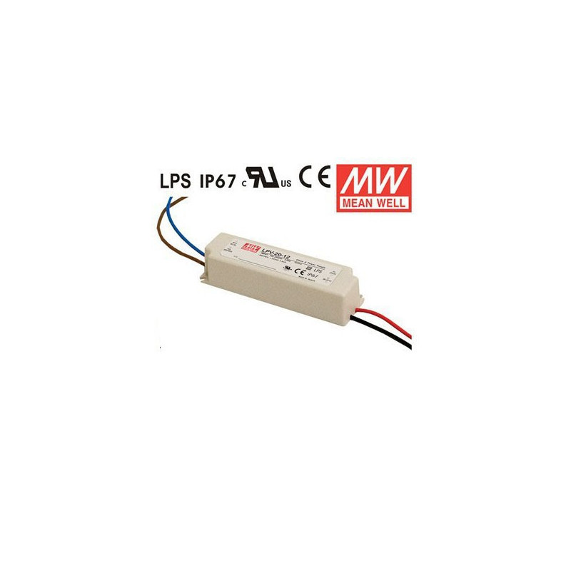 MEANWELL LED DRIVER 12VDC 20W 1.67A 90-264VAC LPV-20-12