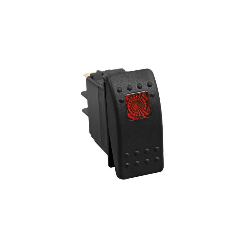 AUTOMOTIVE ROCKER SWITCH 12VDC 20A W/RED SQD LED