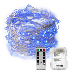 CONTROLABLE 50 LED STRING LIGHT BLUE W/ REMOTE 5 METER 