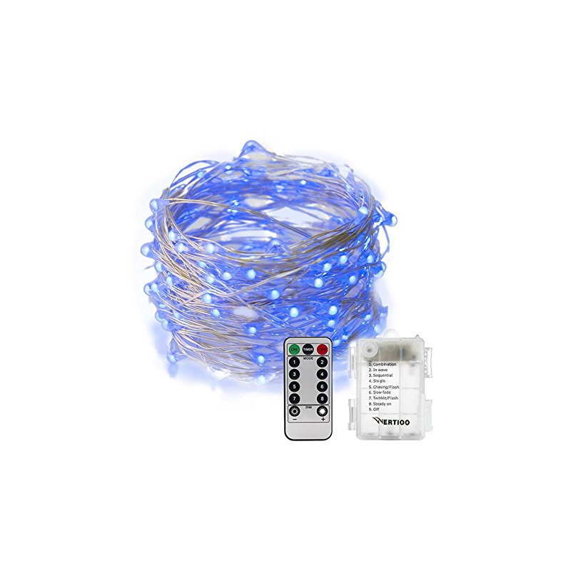 CONTROLABLE 50 LED STRING LIGHT BLUE W/ REMOTE 5 METER 