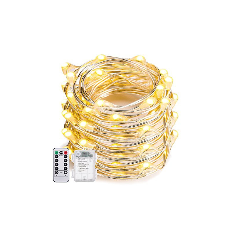CONTROLLABLE 100 LED STRING LIGHT W. WHITE /W  REMOTE 10M