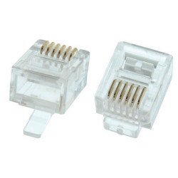 RJ-12 6P6C CRIMP CONNECTORS FOR FLAT STRANDED PH. CABLE 4PCS