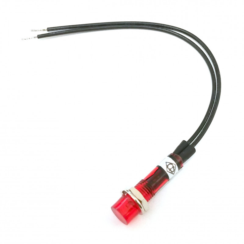 INDICATOR LAMP, RED, 12VDC, W/120MM WIRES