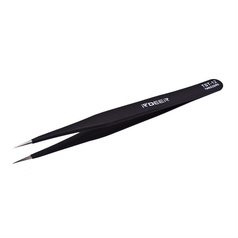 TOOL, TWEEZER, ANTISTATIC, FLAT ROUND TIP, TST-12