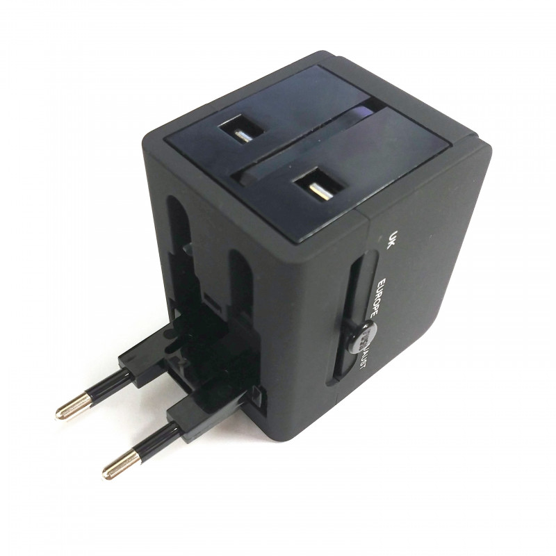 UNIVERSAL PLUG ADAPTER W/ DUAL USB SOCKET