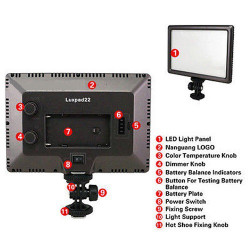 CAMERA LIGHTING, 112LED, 3200K-5600K, BATTERY & CHARGER INCL