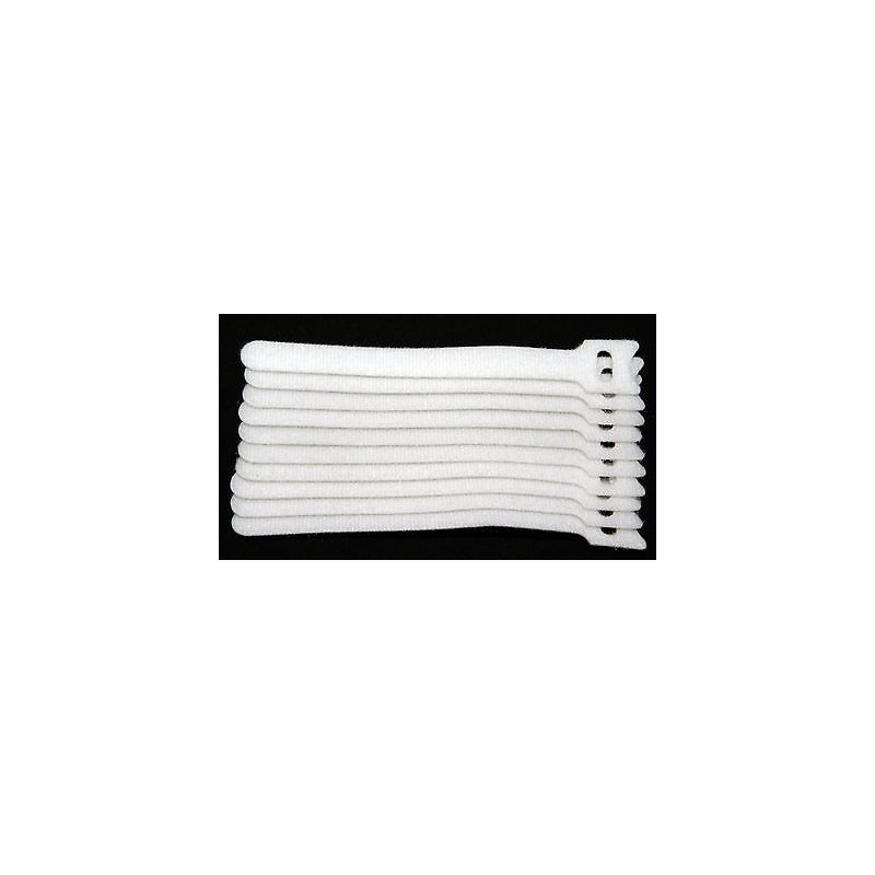 CABLE TIE 6" VELCRO WHITE 10PCS