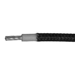 FIBER BRAIDED HIGH TEMP SILICON WIRE, 16AWG, 200C, BLK, /FT