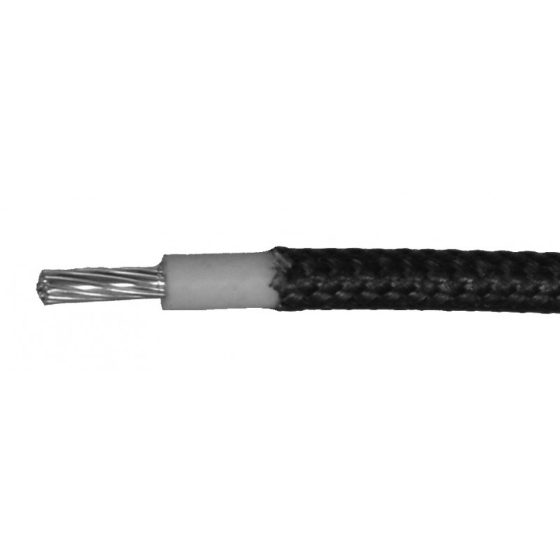 FIBER BRAIDED HIGH TEMP SILICON WIRE, 16AWG, 200C, BLK, /FT