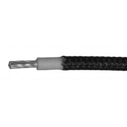FIBER BRAIDED HIGH TEMP SILICON WIRE, 18AWG, 200C, BLK, /FT
