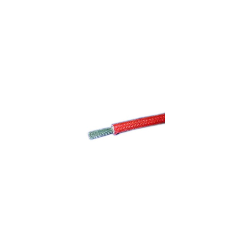 FIBER BRAIDED HIGH TEMP SILICON WIRE, 16AWG, 200C, RED, /FT