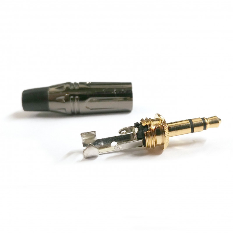 3.5MM ST. PLUG W/ SHIELD AND STRAIN RELIEF (BLK) SLIM STYLE