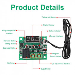 DIGITAL TEMPERATURE CONTROL KIT W/12V 10A RELAY