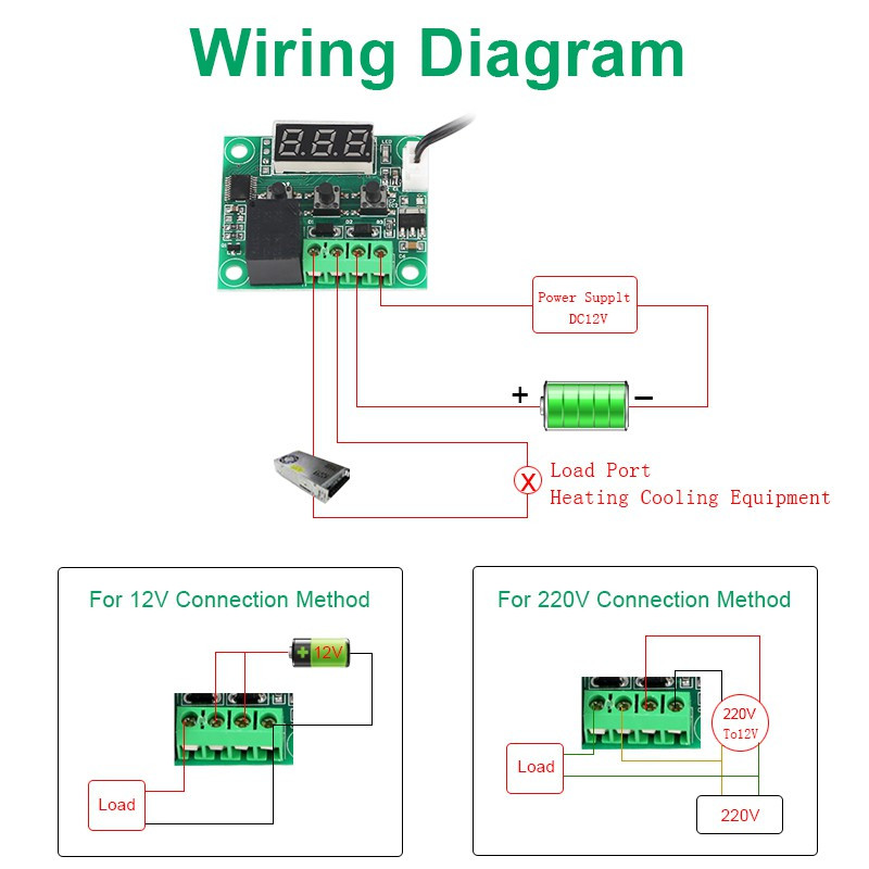 DIGITAL TEMPERATURE CONTROL KIT W/12V 10A RELAY