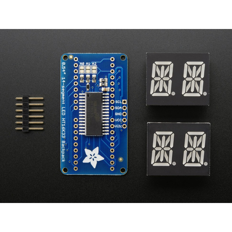 QUAD ALPHANUMERIC DISPLAY - RED 0.54" W/I2C BACKPACK