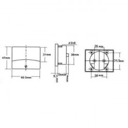 PANEL METER PM-2 500mA DC 61 X 48.25MM