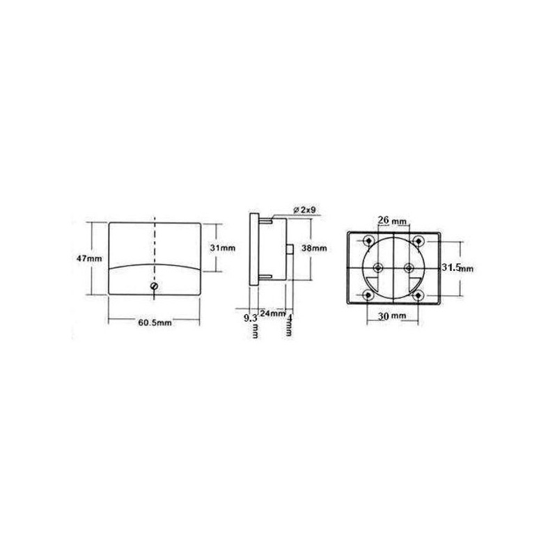 PANEL METER PM-2 500mA DC 61 X 48.25MM