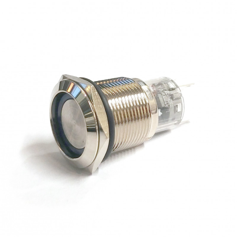 VANDAL ON/OFF PUSH BUTTON SPDT 24V BLUE LED 19X40MM