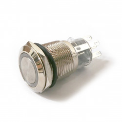 VANDAL ON/OFF PUSH BUTTON SPDT 24V WHITE LED 19X40MM