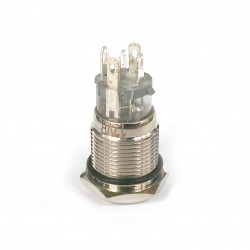 VANDAL ON/OFF PUSH BUTTON SPDT 12V GREEN LED 16X38MM