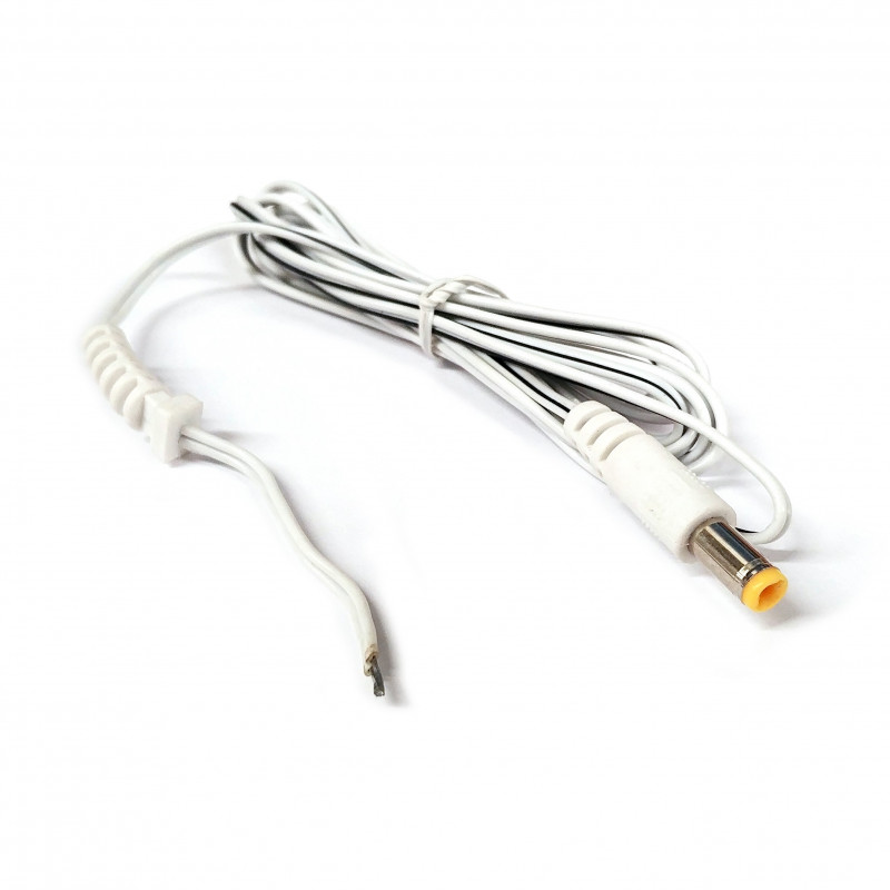 POWER CABLE 2.1MM X 5.5MM DC PLUG OPEN WIRES 4.5FT WHITE
