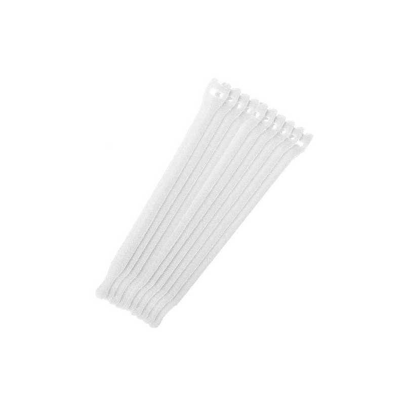 CABLE TIE 8" VELCRO WHITE 10PCS