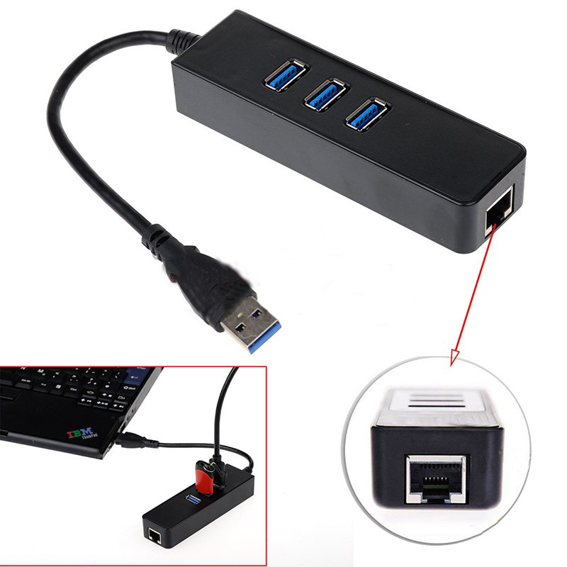 ADAPTER, USB 3.0 TO GIGABIT ETHERNET /W 3 USB PORT HUB