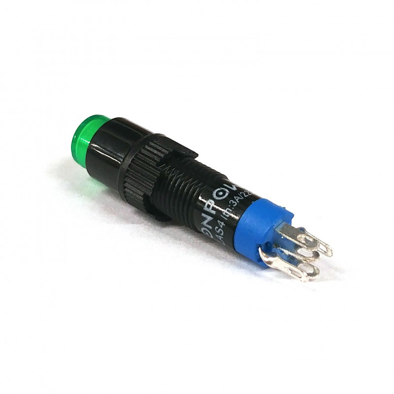 PUSH BUTTON SPDT MOMENTARY W/LED LAS4 (GREEN)