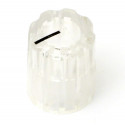 KNOB, FLUTED MINIATURE WITH LINE/POINTER, 12.5X16MM, CLEAR