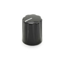 KNOB, FLUTED MINIATURE WITH LINE/POINTER, 12.5X16MM, BLACK