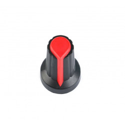 KNOB PLASTIC BLACK/RED 6MM