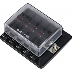 AUTO FUSE BLOCK 10-POS LED INDICATE W 0.25 QCK TERMINAL