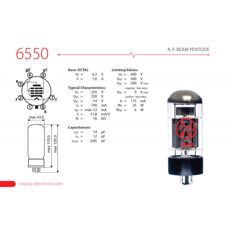 TUBE, JJ, 6550, APEX MATCHED QUAD