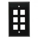 WALL PLATE 6 JACK SJ706BK BLACK