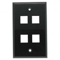 WALL PLATE 4 JACK SJ704BK BLACK