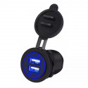 PANEL MOUNTED USB CHARGER 2 PORTS 5V 1A + 2.1A, BACKLIT