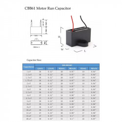 FAN CAP, CBB61, 1UF 250V,...