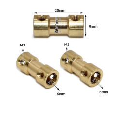 BRASS SHAFT COUPLER 6MM TO 6MM