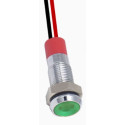 WATERPROOF LED INDICATOR, GREEN, 24VDC/AC, 6MM, W/LEADS