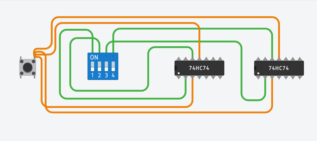 Picture of Hook Up the D Flip-Flops to the DIP Switch and Tack Switch