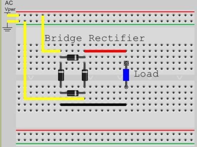 Picture of Build the Bridge Rectifier With One Capacitor in Parallel With It